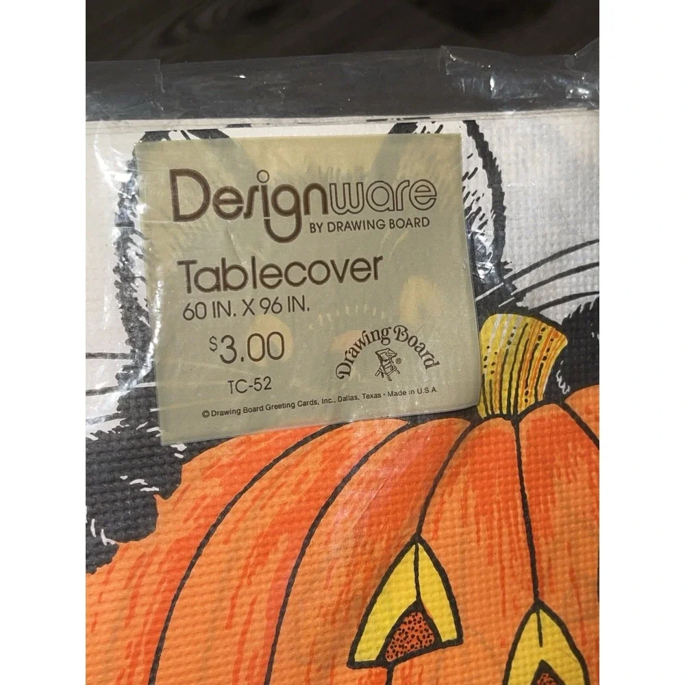 Vintage Halloween Paper Table Cover Black Cat In A Pumpkin & Masked‎ Mouse USA